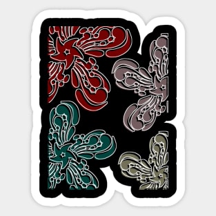 Flowers In Traditional Paint Art Sticker